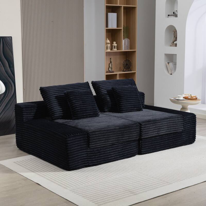 Double Lounge Chaise,Cloud Plush Sofa Bed,Upholstered Boneless Cloud Sofa Deep Seat