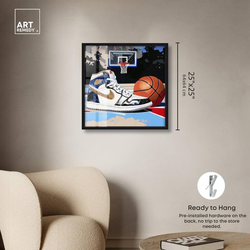 Basketball Court Blues Shadowbox by Art Remedy