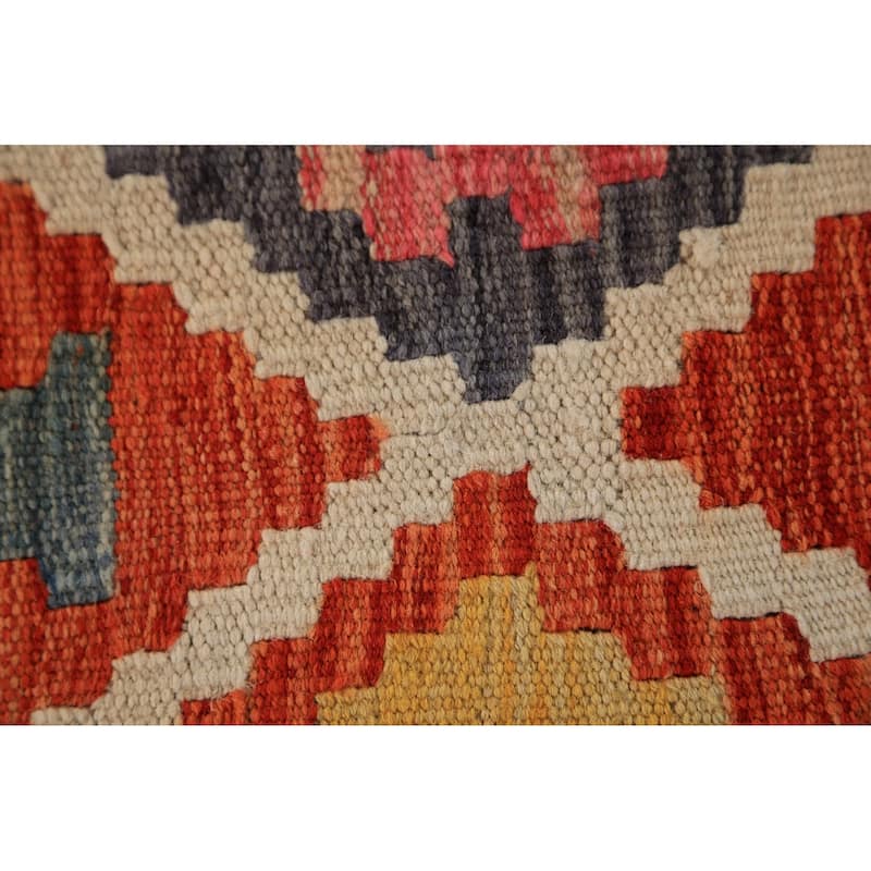 Trellis Kilim Oriental Area Rug Hand-Woven Wool Carpet - 8'2" x 11'2"