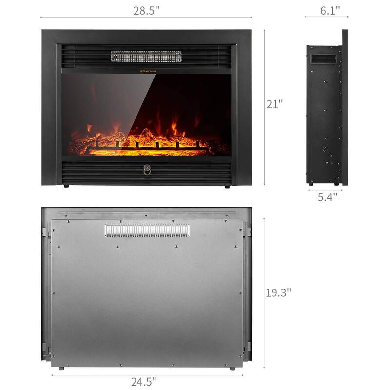 AECOJOY 28.5" Electric Fireplace Insert w/ 3 Color Flames & Remote