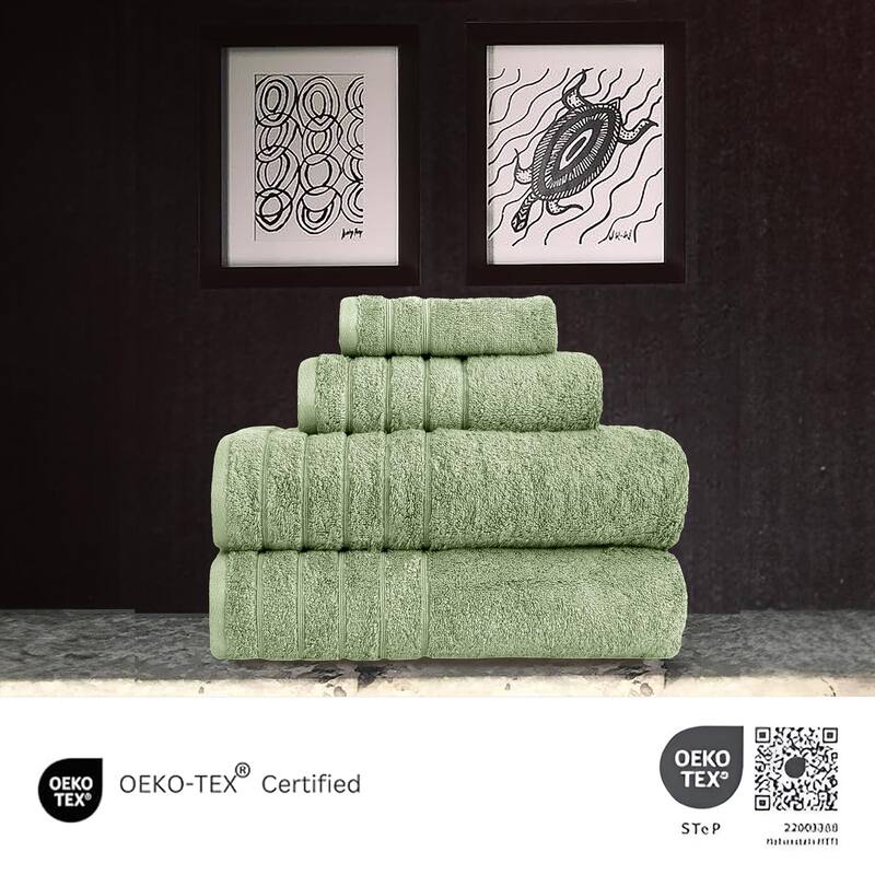 Classic Turkish Towels 4 Piece Cotton Towel Set, Absorbent Hotel & Spa