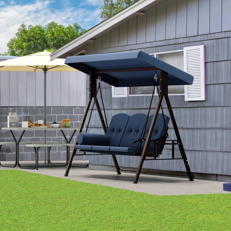 Metal Porch Swing with Canopy