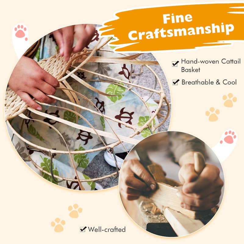 Gymax 28'' Hand-Made Cat Tree Tower Natural Bowl Shaped w/Perch