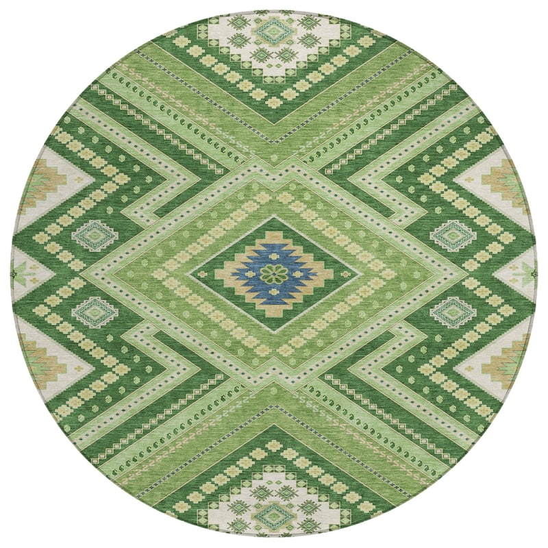 Machine Washable Indoor/ Outdoor Global Boho Chantille Rug