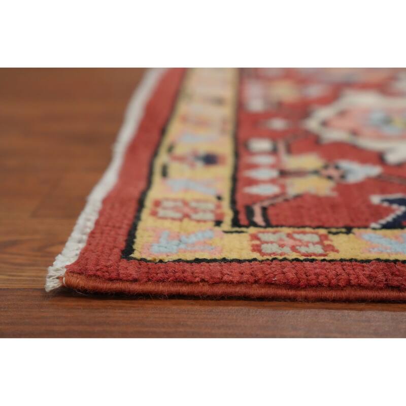Hand Knotted Oriental 100% Wool Carpet Traditional Medallion Oranges & Rust Heriz (serapi) Area Rug - 9' 0'' X 6' 0''