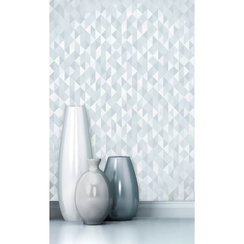 Brewster Ethan Silver Triangle Wallpaper - 20.5in x 396in x 0.025in