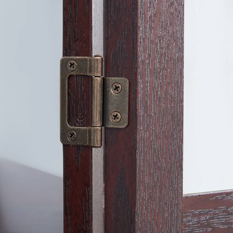 GDFStudio - Storage Corner Curio Cabinet with Lighted Glass Shelves