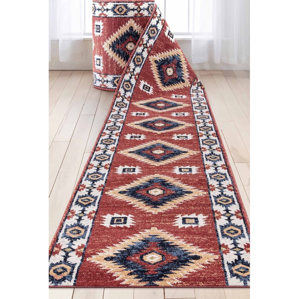 Custom Size Runner Tulsa Lea Southwestern Medallion Stair-Hallway Rug