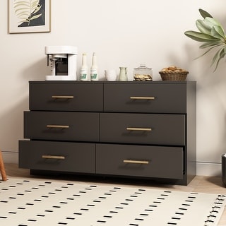 Black color Large 6 drawers chest of drawer dressers table with golden ...