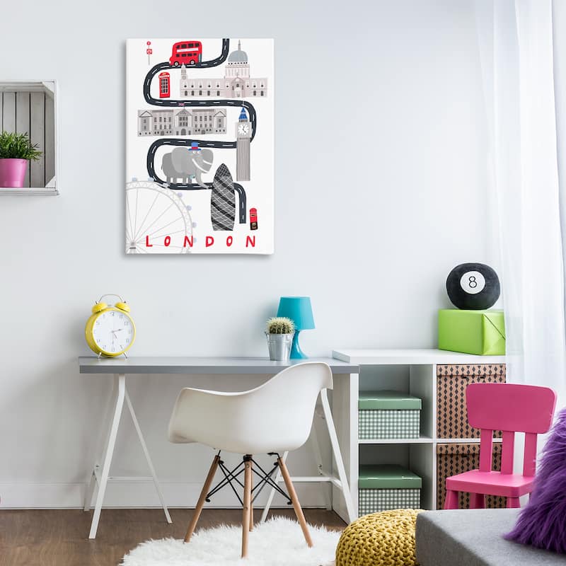 Stupell London Whimsical Travel City Canvas Wall Art Design By Carla Daly