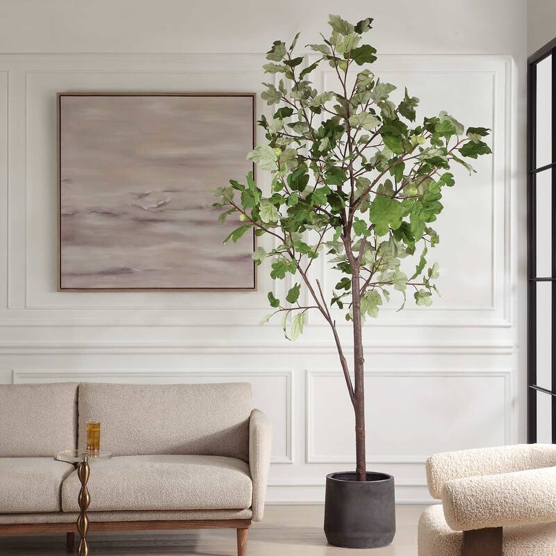 Uttermost 60246 Eden 108" Tall Fig Tree Artificial Plant in a Concrete - Green / Characoal