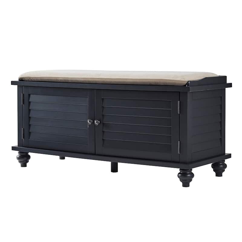 Maybelle Velvet Cushion Shutter Door Storage Bench by iNSPIRE Q Classic - Charcoal Black