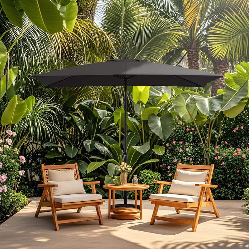 8*10ft Rectangular Patio Market Umbrella with Crank & Tilt，UV-Resistant - Grey