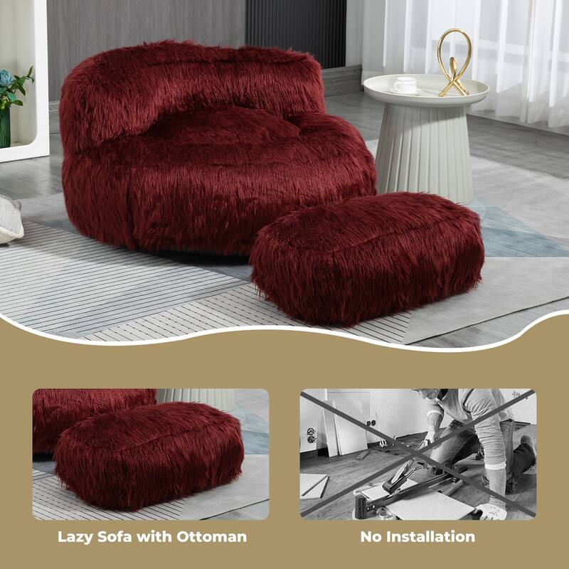Bean Bag Chair,Floor Sofa with Handle,Accent Sofa Chair with Ottoman for Gaming Reading Relaxing