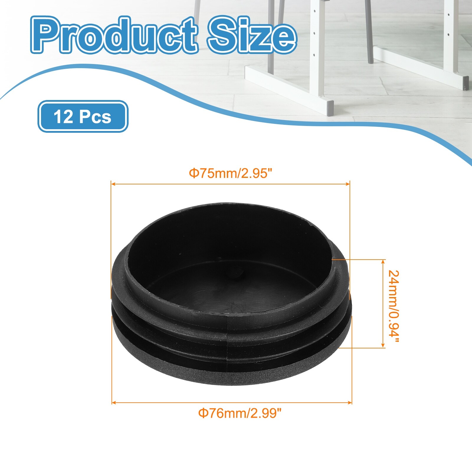 Plastic Hole Plugs, Plastic Pipe Tubing End Caps for Furniture, Pipe Tubing, Table, Chair