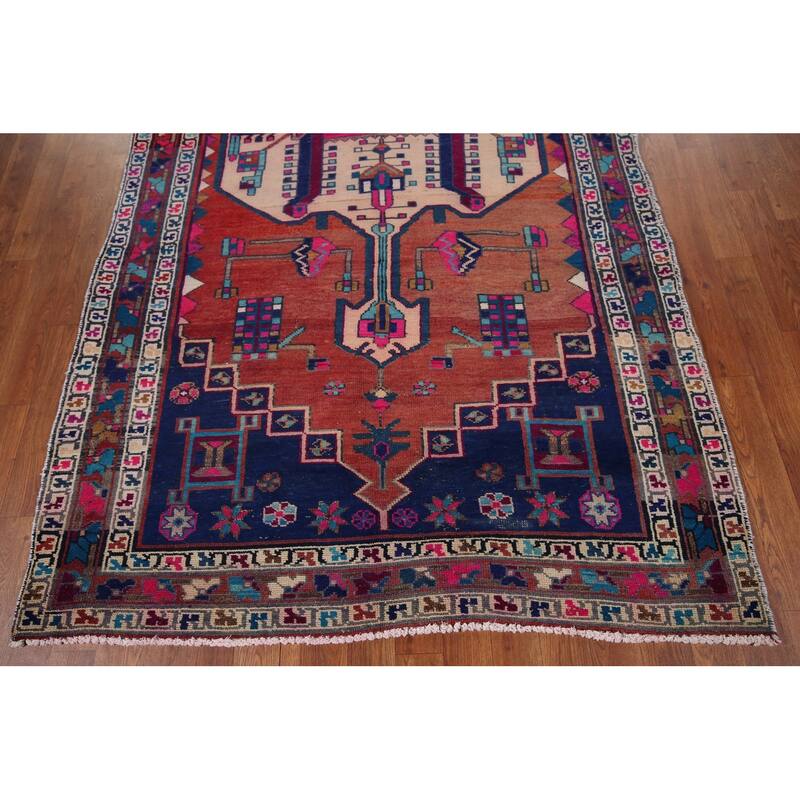 Ardebil Persian Vintage Area Rug Handmade Wool Carpet - 4'6" x 9'9"