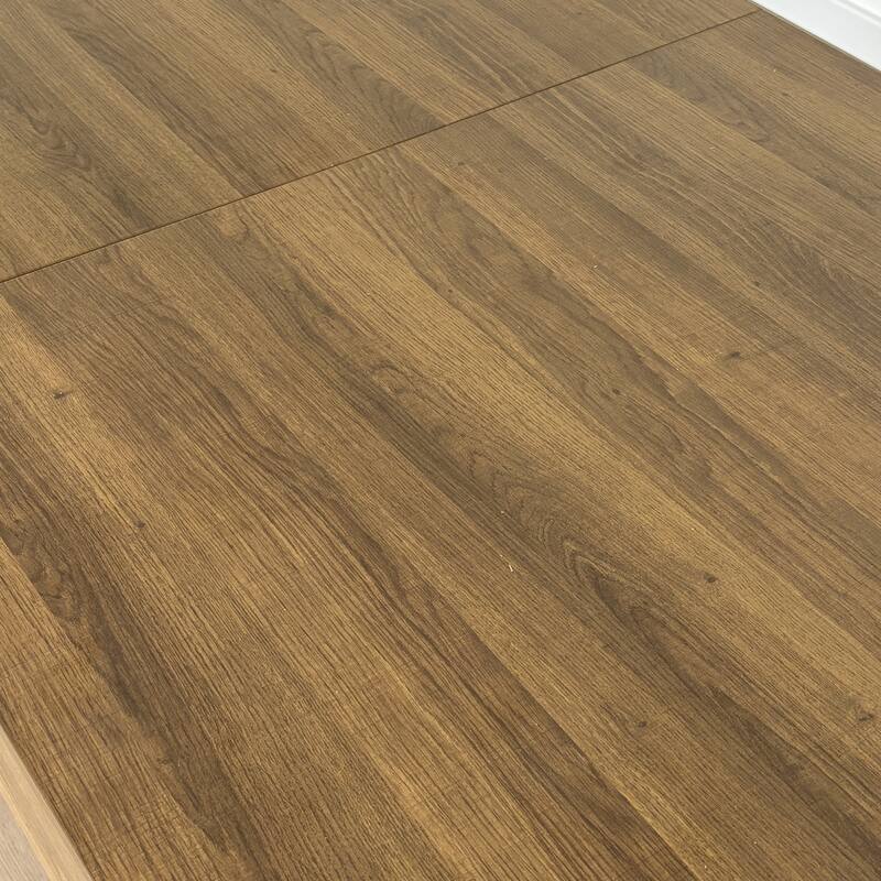 Rectangle Extendable Dining Table for 6-10 People, Aged Effect Wood and Black 160-200 cm - Black Brown