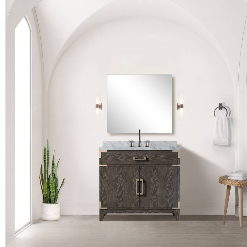 Laurel Bath Vanity Carrara Marble Top, Sink and Faucet