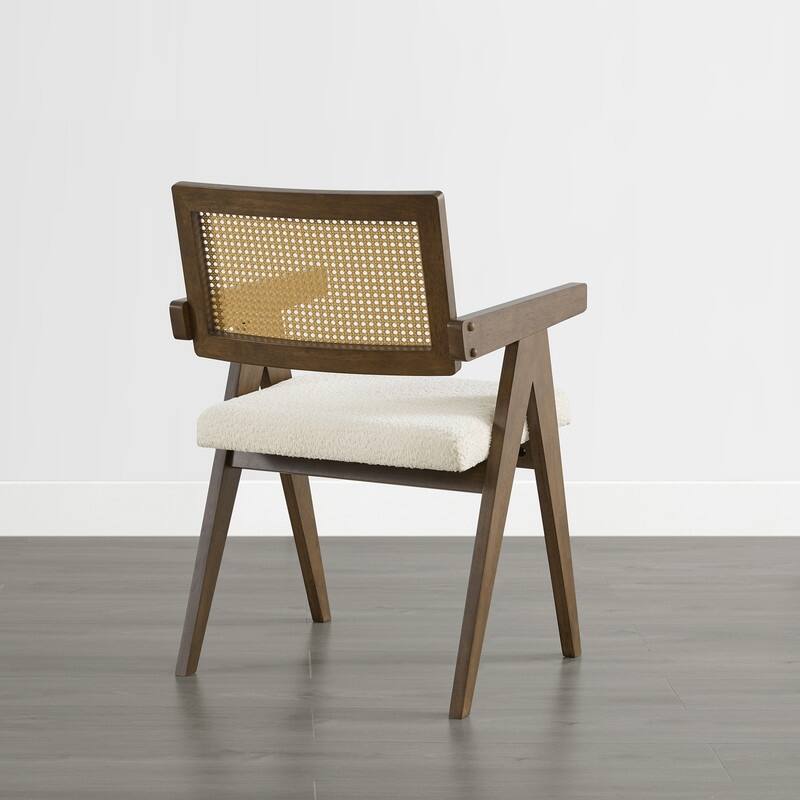 Spruce & Spring Modern American Dining Chair with Woven Rattan Back