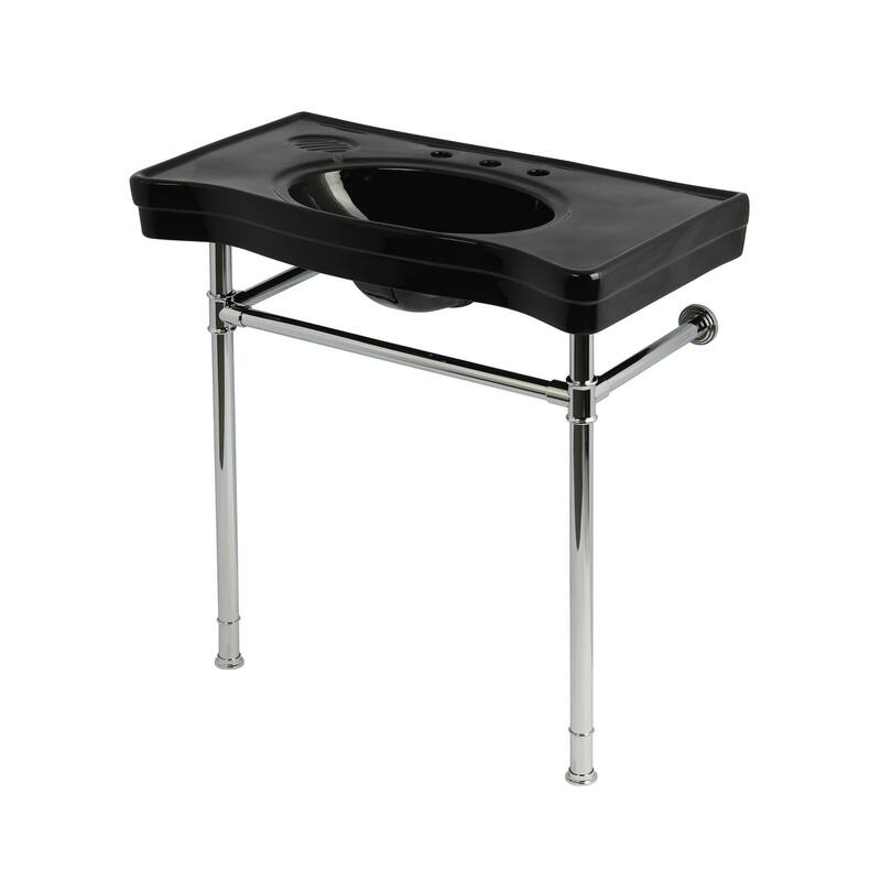 Kingston Brass KVPB36198K3 Imperial 36" Rectangular Ceramic and - Black / Polished Chrome