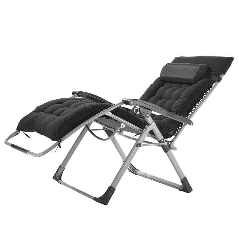 33 Inch Zero Gravity Recliner Lounge Chair with Steel Tube Frame and Thick Cushioned Pad - 34.05 x 32.48 x 43.7 in