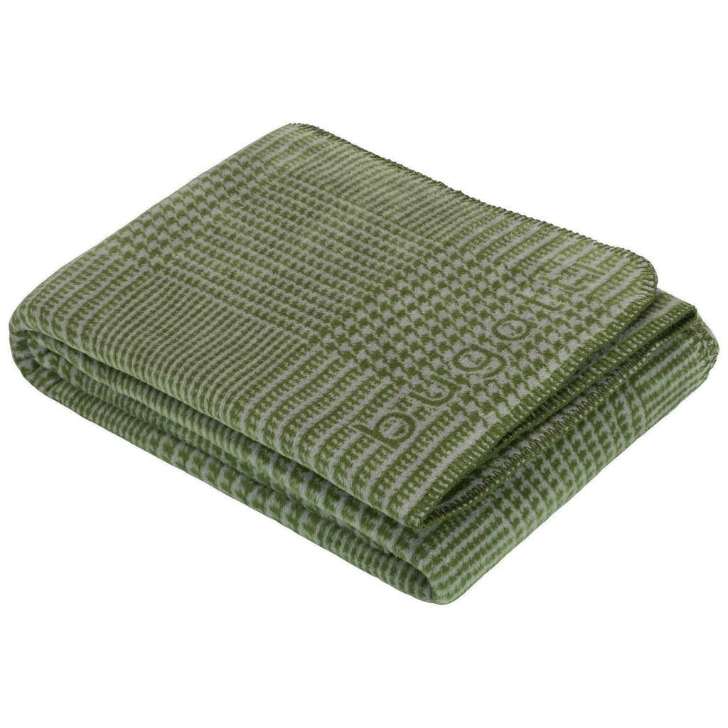 IBENA Bugatti Glencheck Houndstooth Throw Blanket Olive