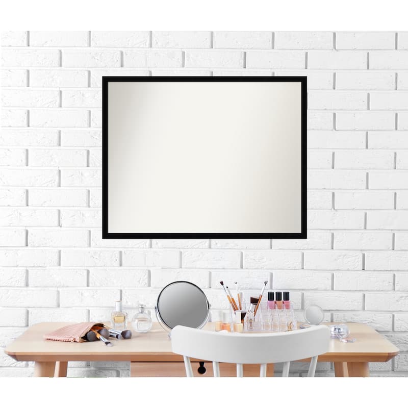Non-Beveled Wood Bathroom Wall Mirror - Svelte Silver Frame