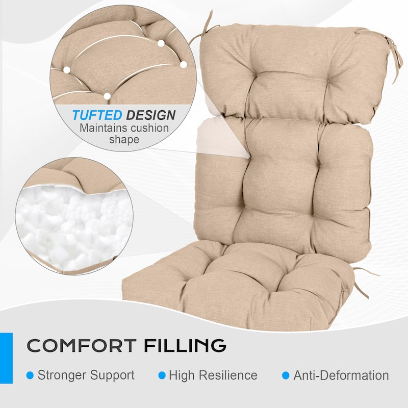 Aoodor Outdoor 45"x 22" x5" Tufted High Back Cushions Patio Replacement Chair Cushion with Ties, Set of 2 - 45" x 22" x 5"