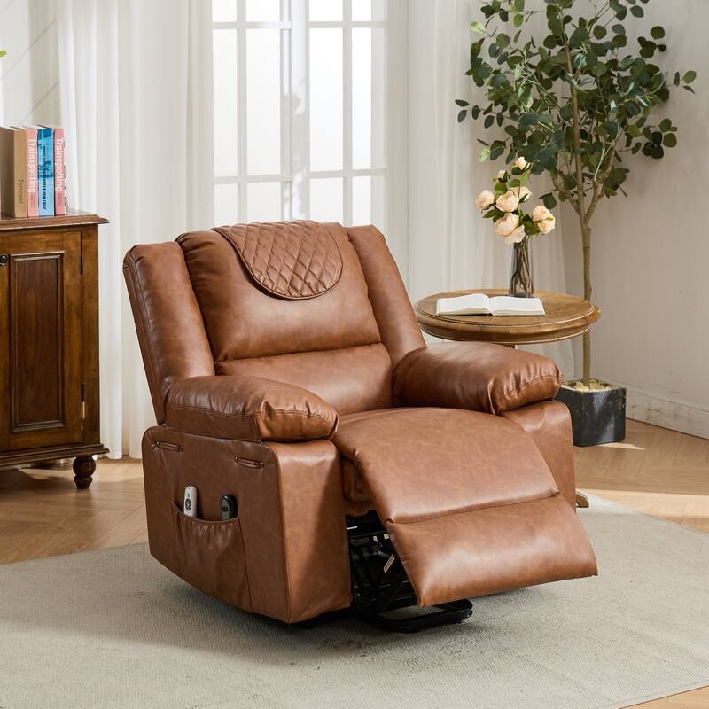 PU Leather Power Lift Recliner - Electric Heat & Massage Chair, Remote Control, Wide Seat - Elderly Comfort Assistive Recliner