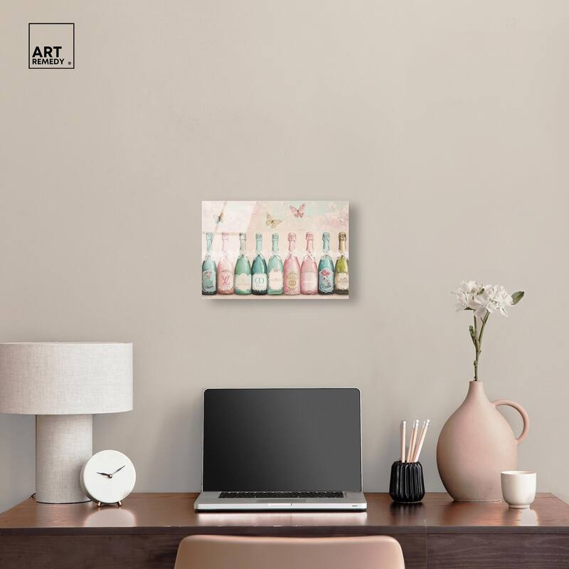 Champagne Mint and Pink Acrylic by Art Remedy, Ready to Hang