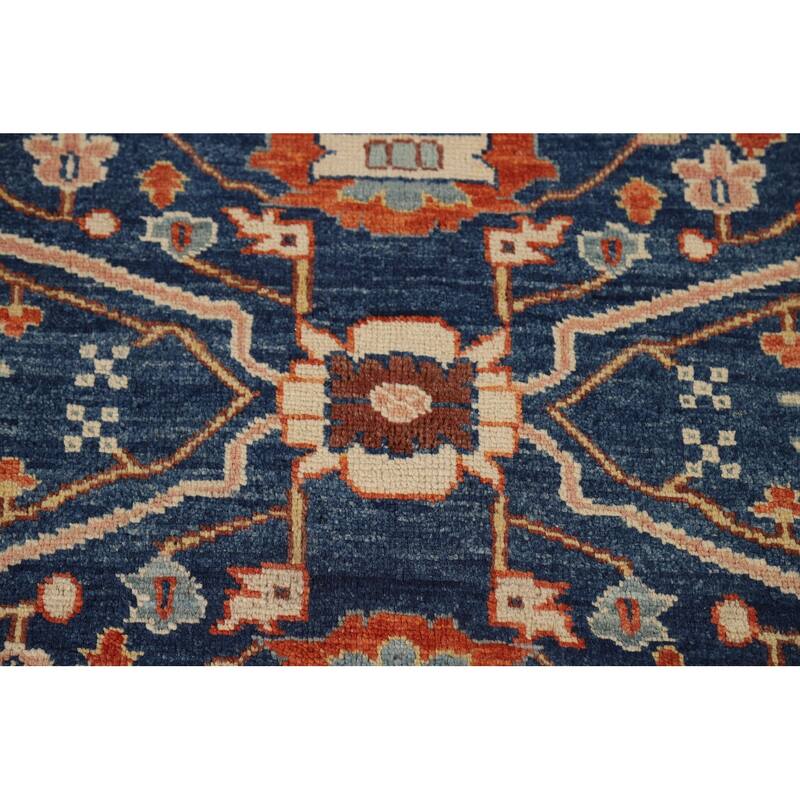 Blue & Orange Sultanabad Vegetable Dye Rug Hand-Knotted Wool Carpet - 8'11" x 12'2"