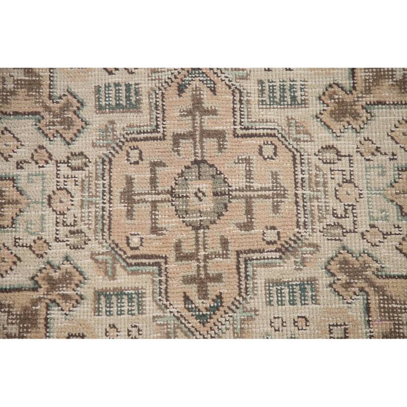 Hand Knotted Oriental 100% Wool Carpet Traditional Medallion Peach Tabriz Area Rug - 9' 9'' X 6' 5''