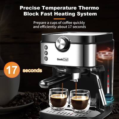 15 Bar Coffee Machine With Foaming Milk Frother Wand