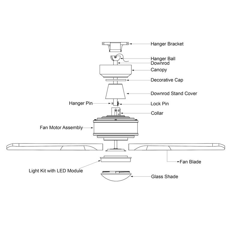 Vaxcel Lighting F0111 Curtiss 52" 3 Blade Indoor / Outdoor 3000K LED