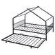 preview thumbnail 10 of 15, Black Full Size Metal House Bed with Trundle & Roof