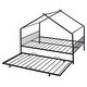 preview thumbnail 5 of 11, Full Size Metal House Bed with Twin Trundle & Slats, Kids Bed Frame with Headboard and Footboard, for Kids, Girls, Boys, Black