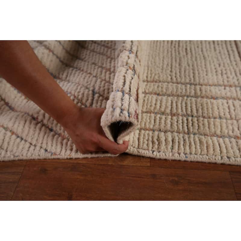 Earth Tone Moroccan Large Modern Area Rug Handmade Wool Carpet - 11'11"x 18'8"