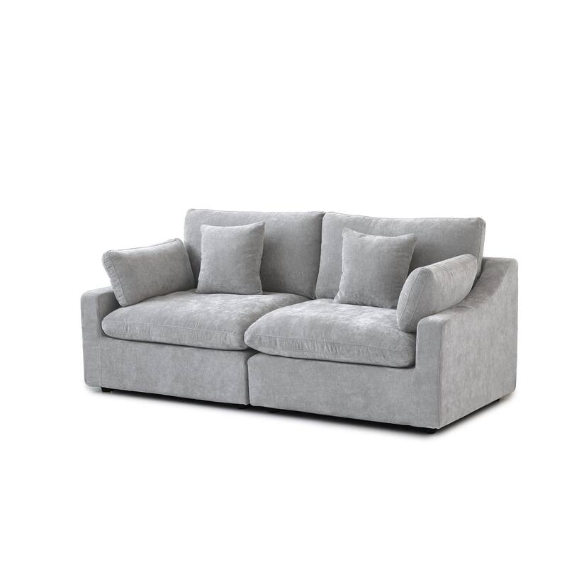Modern Comfy Linen Sectional Sofa Down Filled Cloud Couch, Loveseat for Apartment