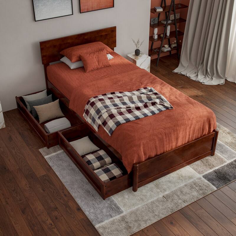 Wesley Platform Bed with Panel Footboard and Storage Drawers