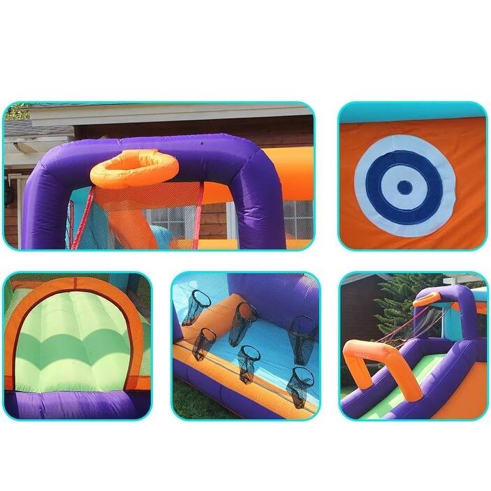 Inflatable Bounce House,Jumping Bouncer with Air Blower,Splash Pool to Play,Kids Slide Park for Outdoor Playing with Carry Bag