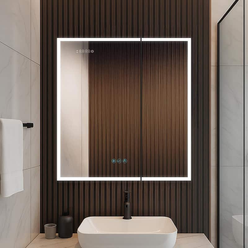 Blossom LED Medicine Cabinet w/ Light, 3X Mirror, Outlet USB Charging - 30x32 - Hinge on Left and Right