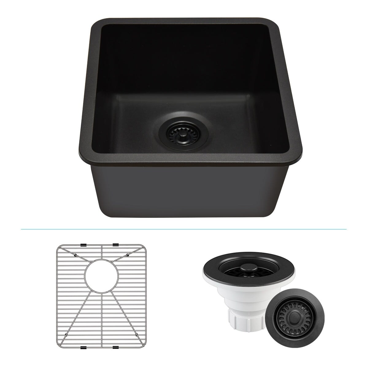 sanabonbonページ Lexicon Drop-In Quartz 16 Inch Single Bowl Kitchen Sink Kit
