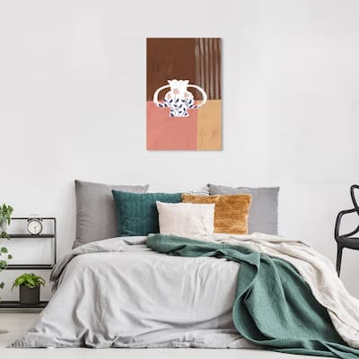 Wynwood Studio Canvas Floral and Botanical Floral Amphora Brown and Modern & Contemporary Wall Art Canvas Print