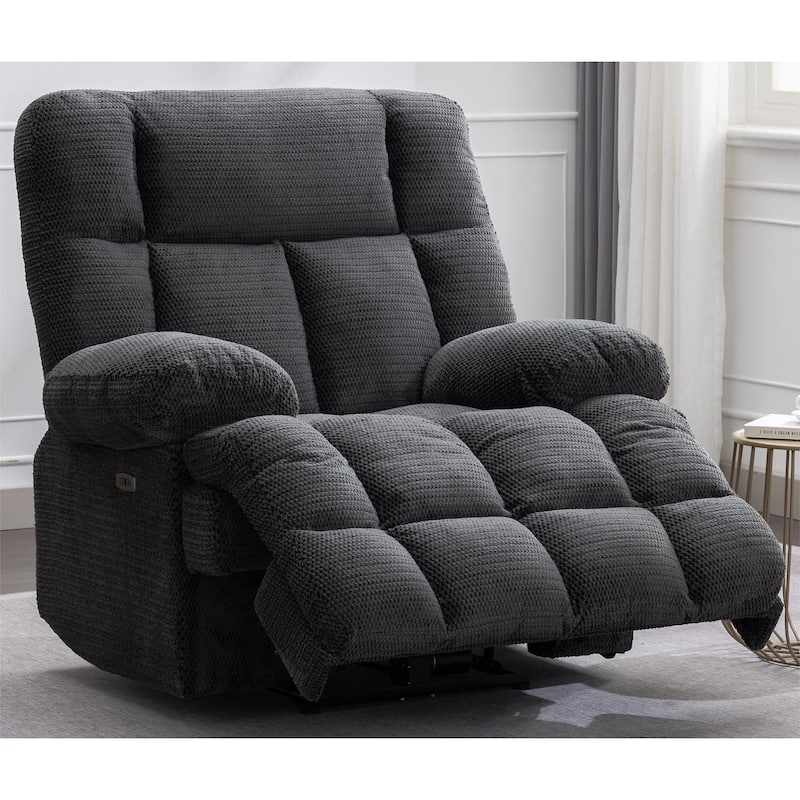 Power Oversized Recliner Zero Gravity Big Man Extra Large Recliner Chair for Living Room with USB Port 24" Wide Seat,Gray - Gray-1PC