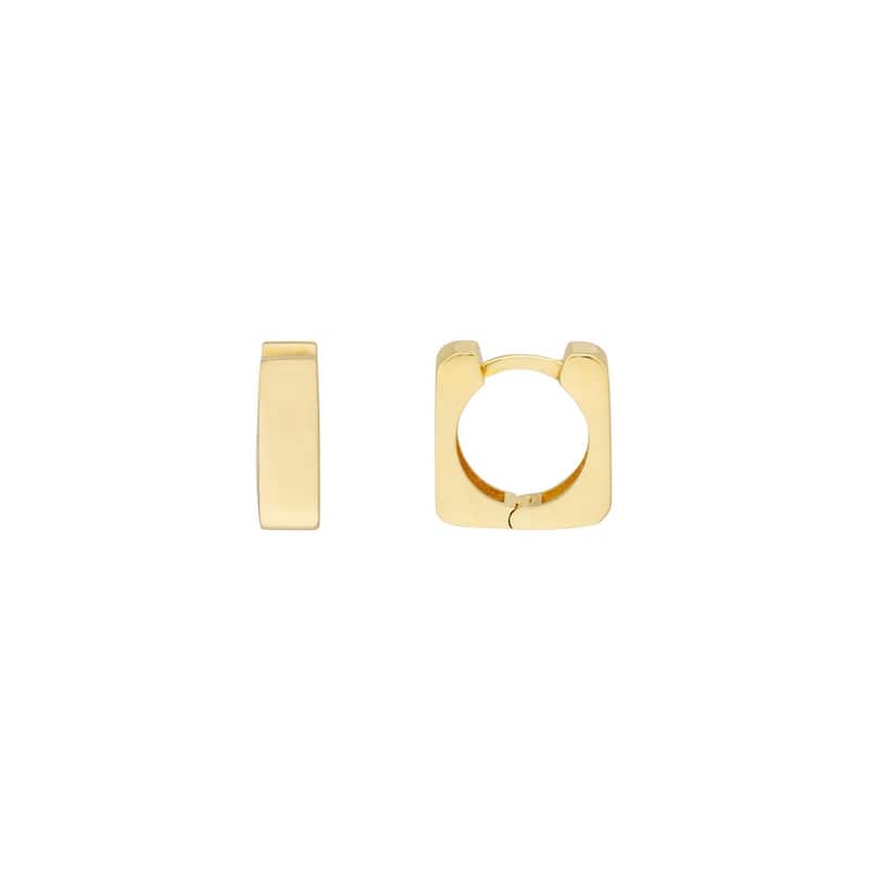 Curata 14k Yellow Gold 10.5x4mm Small Square Hinged Hoop Earrings