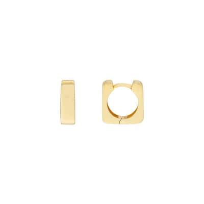 Curata 14k Yellow Gold 10.5x4mm Small Square Hinged Hoop Earrings