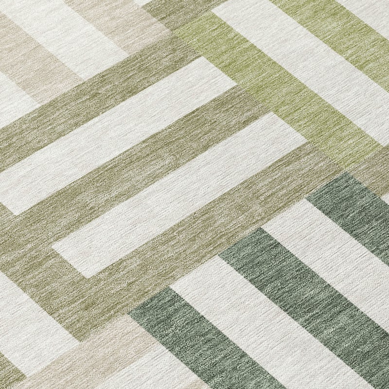 Machine Washable Indoor/ Outdoor Modern Hatch Chantille Rug
