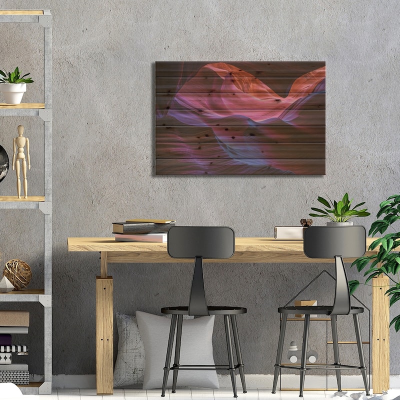 Lower Antelope Canyon Print On Wood by Paul Rommer - Multi-Color