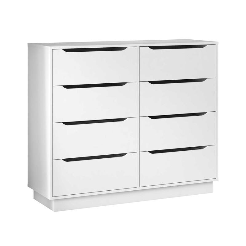 White 8-Drawer Wooden Dresser for Bedroom, 47.2''W Long Chest of Drawers