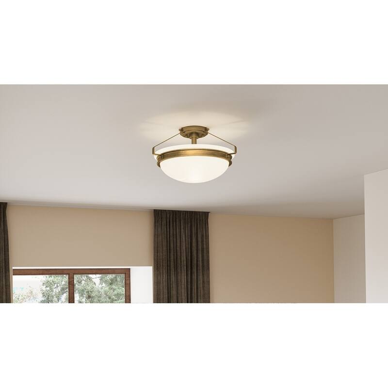 Quoizel Semi-Flush Mount 2-Light Semi-Flush Mount in Weathered Brass